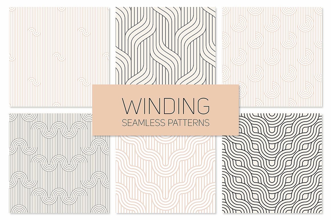 线条纹理无缝背景Winding Seamless Patte