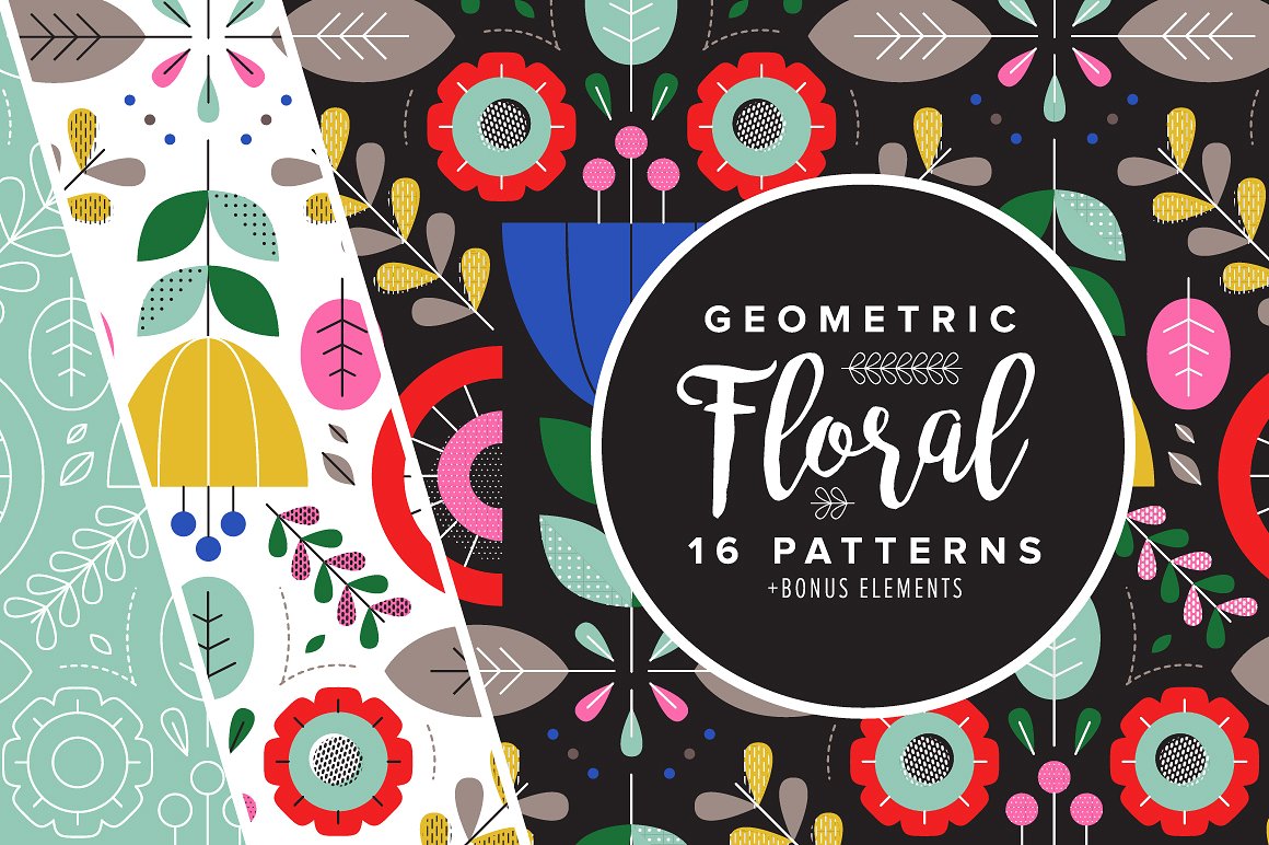 几何花卉背景Geometric Floral Pattern