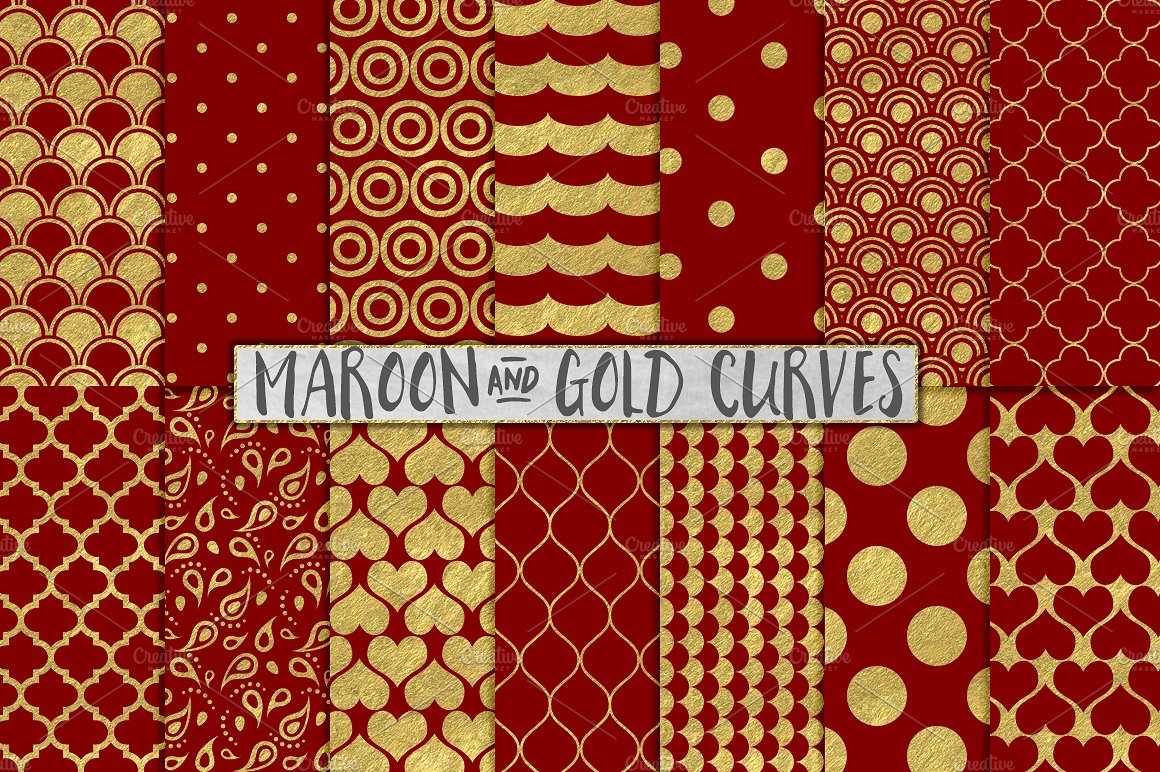 金箔图案无缝背景Maroon and Gold Foil B