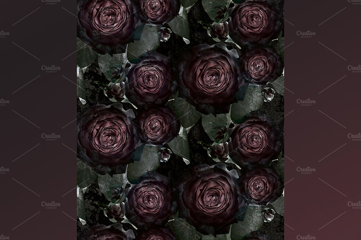 黑玫瑰图案Dark Rose Tileable Patter