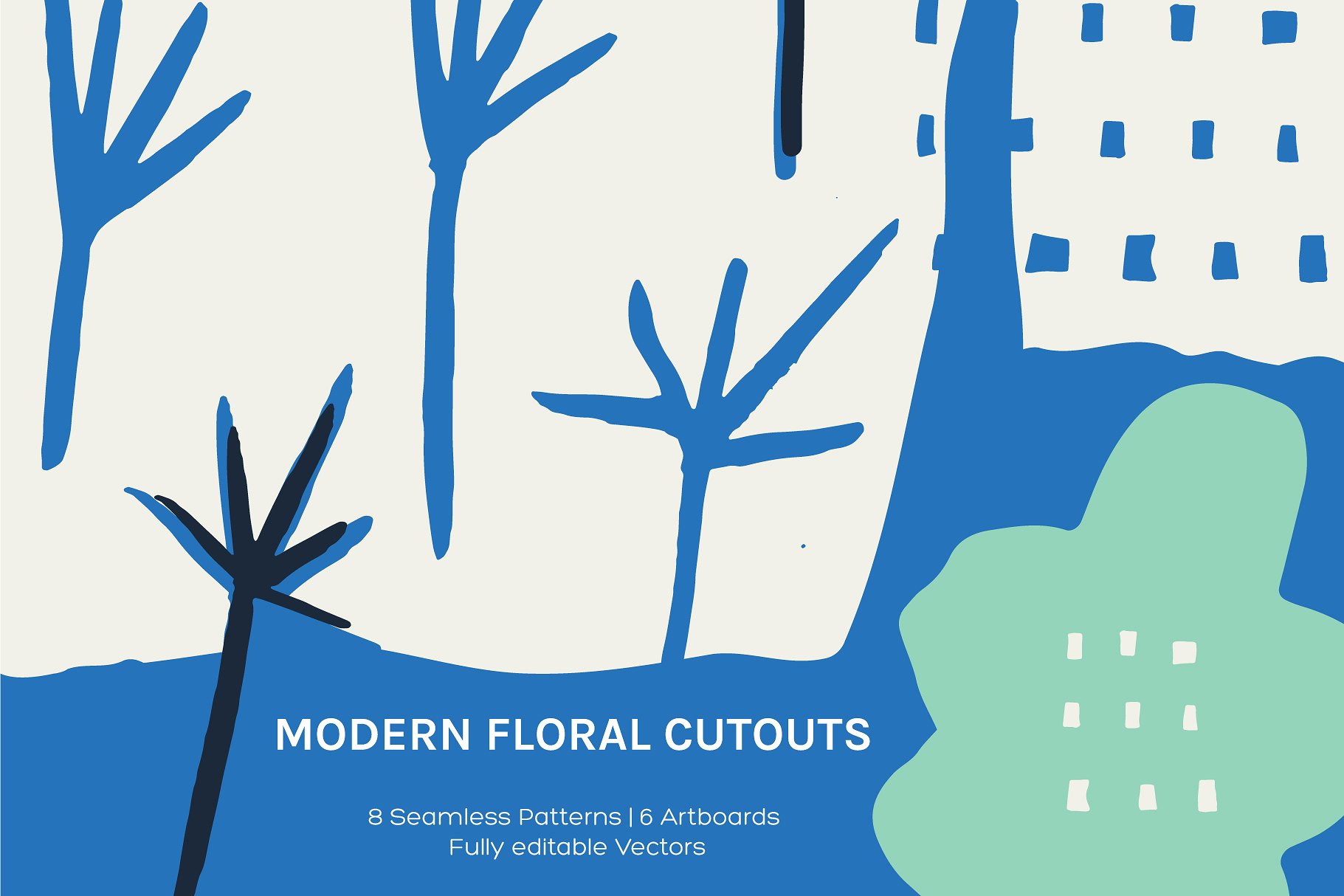 抽象艺术插画图案无缝背景Floral Cutout | Ar