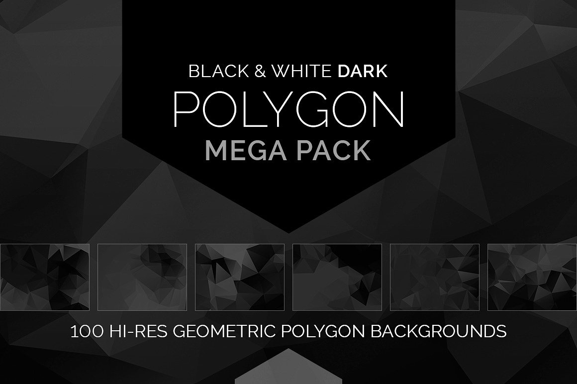 黑色多边形背景Dark Polygon Mega Pack