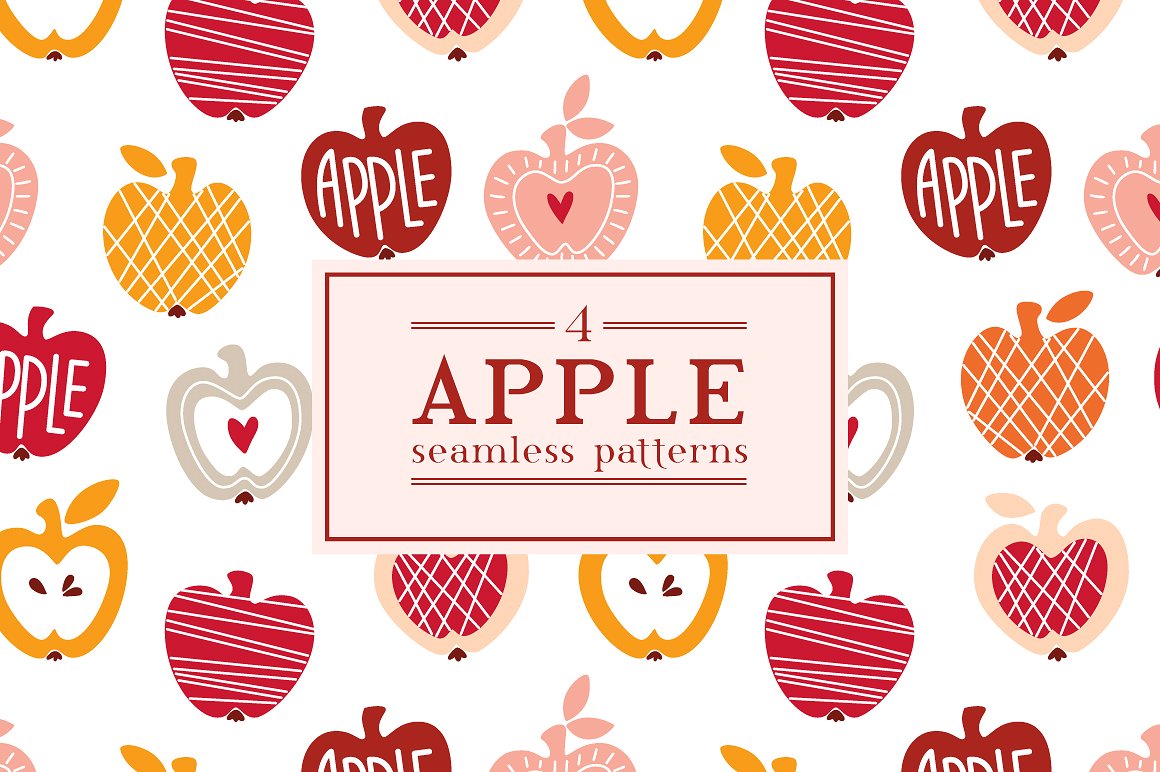 苹果图案无缝背景Apple seamless pattern