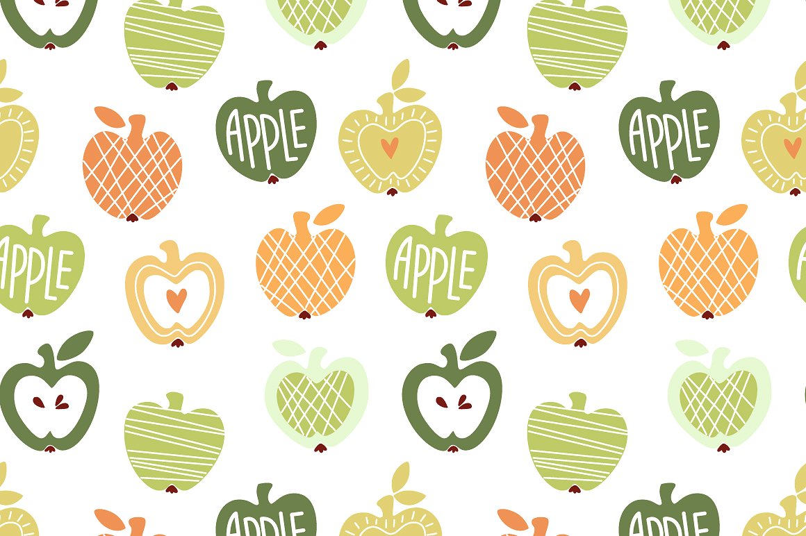 苹果图案无缝背景Apple seamless pattern