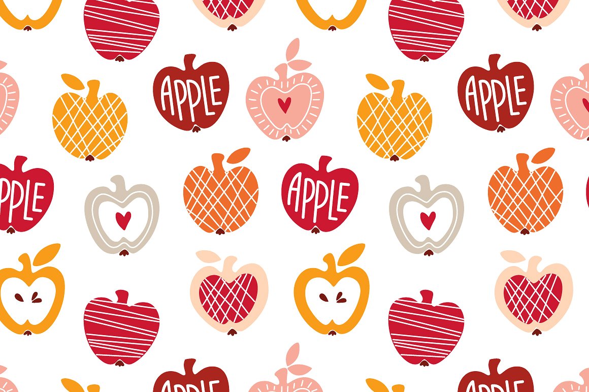 苹果图案无缝背景Apple seamless pattern