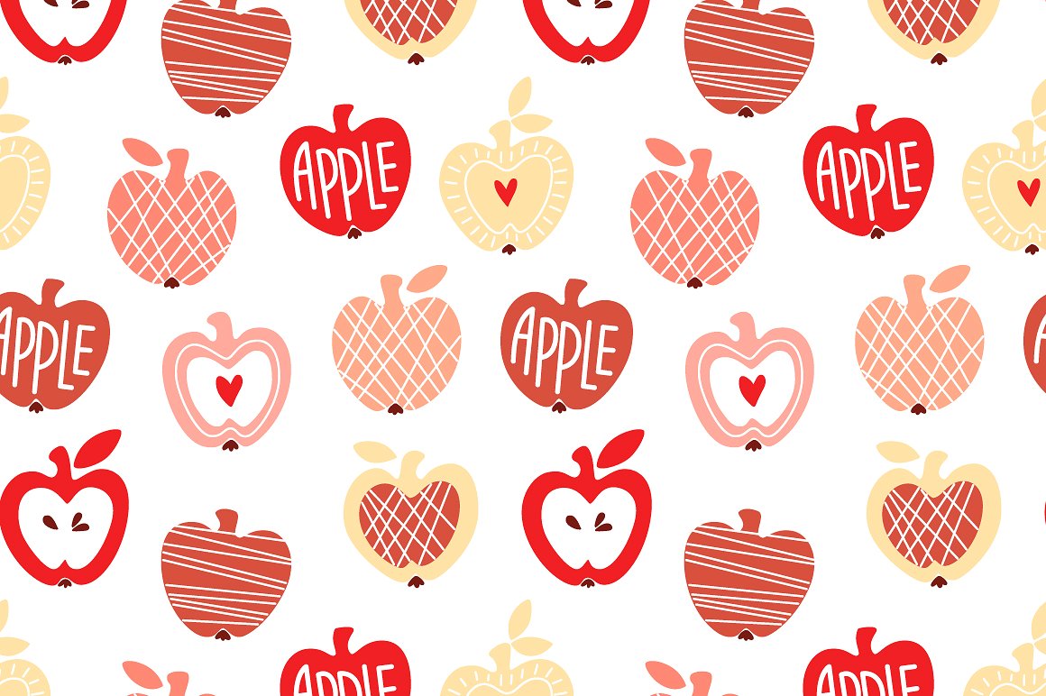 苹果图案无缝背景Apple seamless pattern