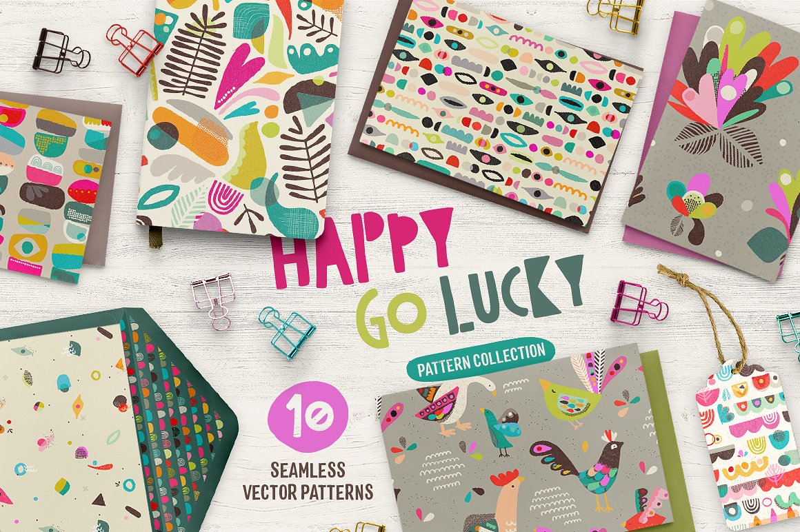 抽象图案无缝背景Happy Go Lucky Pattern