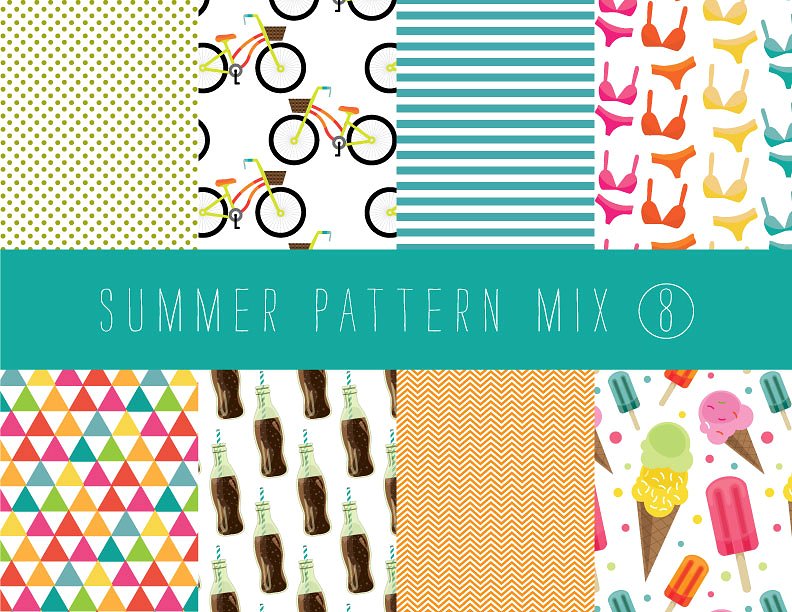 夏季图案无缝背景Summer Pattern Mix #27