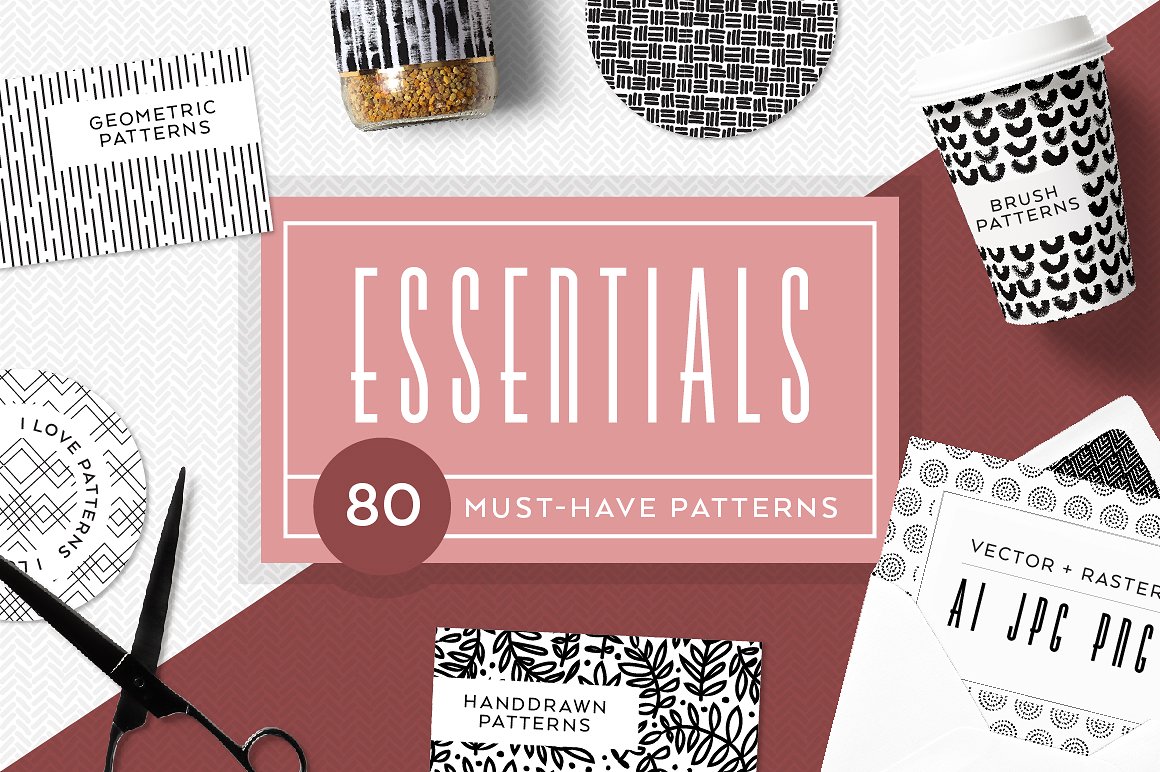 几何图案无缝背景80 Essential Patterns