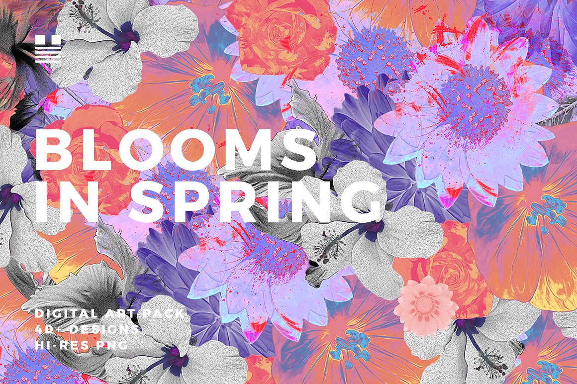 春天盛开花卉图案无缝图案Blooms in Spring
