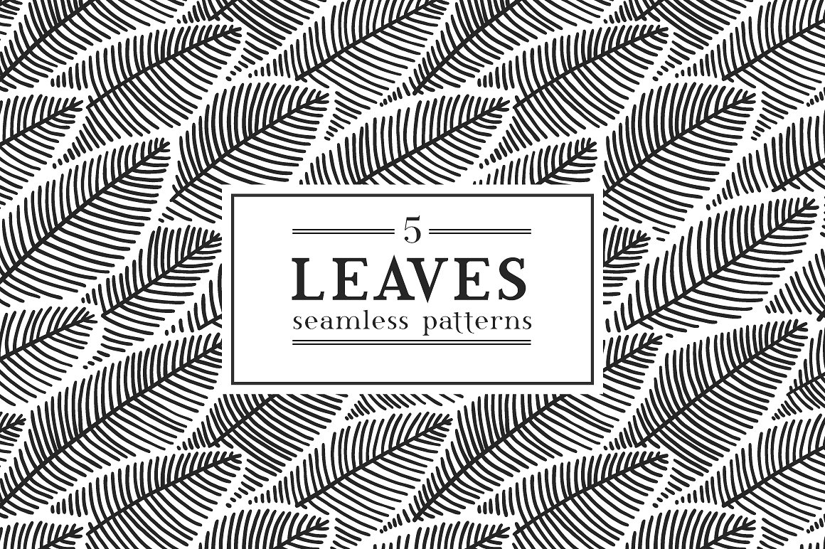 线条树叶图案无缝背景Leaves pattern #1317