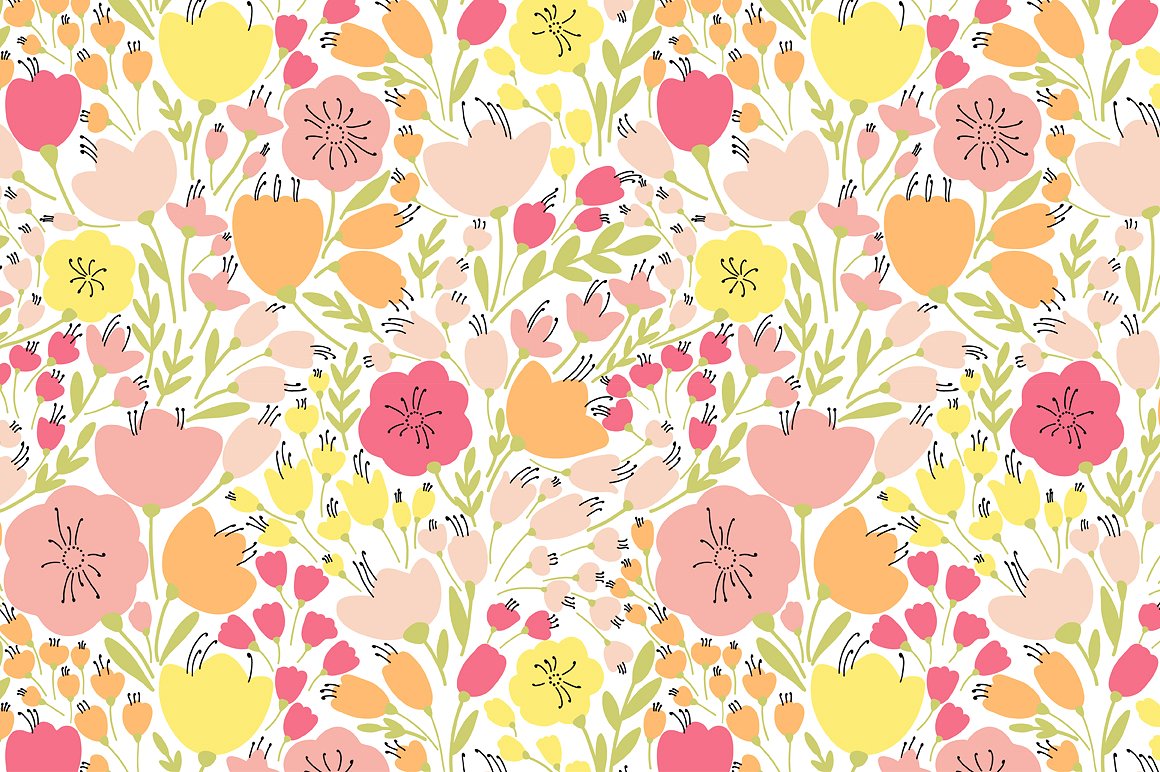 夏季花卉图案无缝图案Floral Pattern #6086