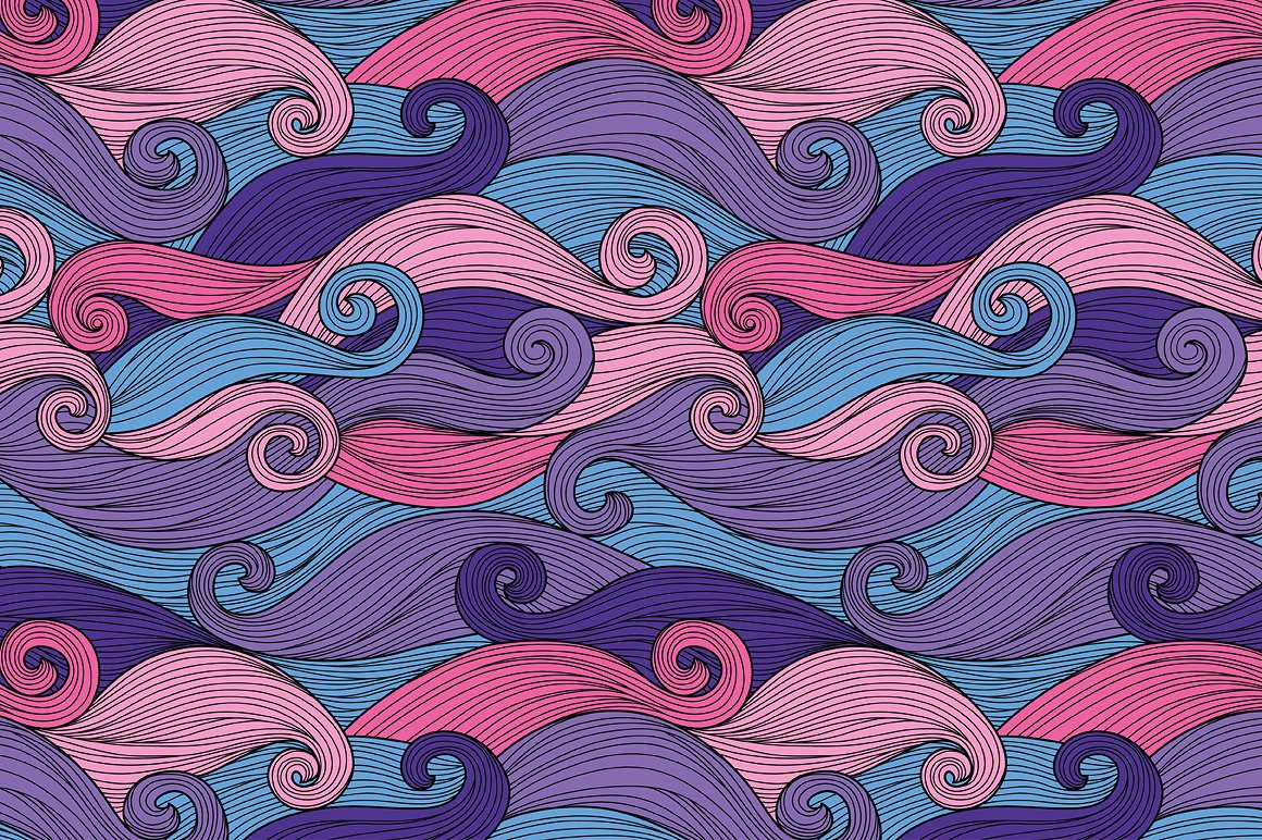 30款抽象线条纹理图案无缝背景30 Wave pattern