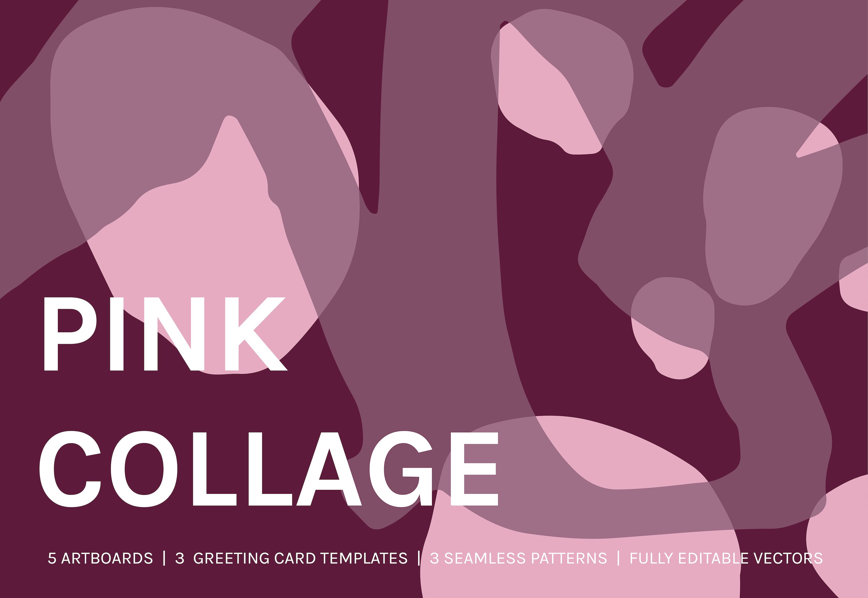 抽象艺术插图无缝背景Pink Collage | Cards