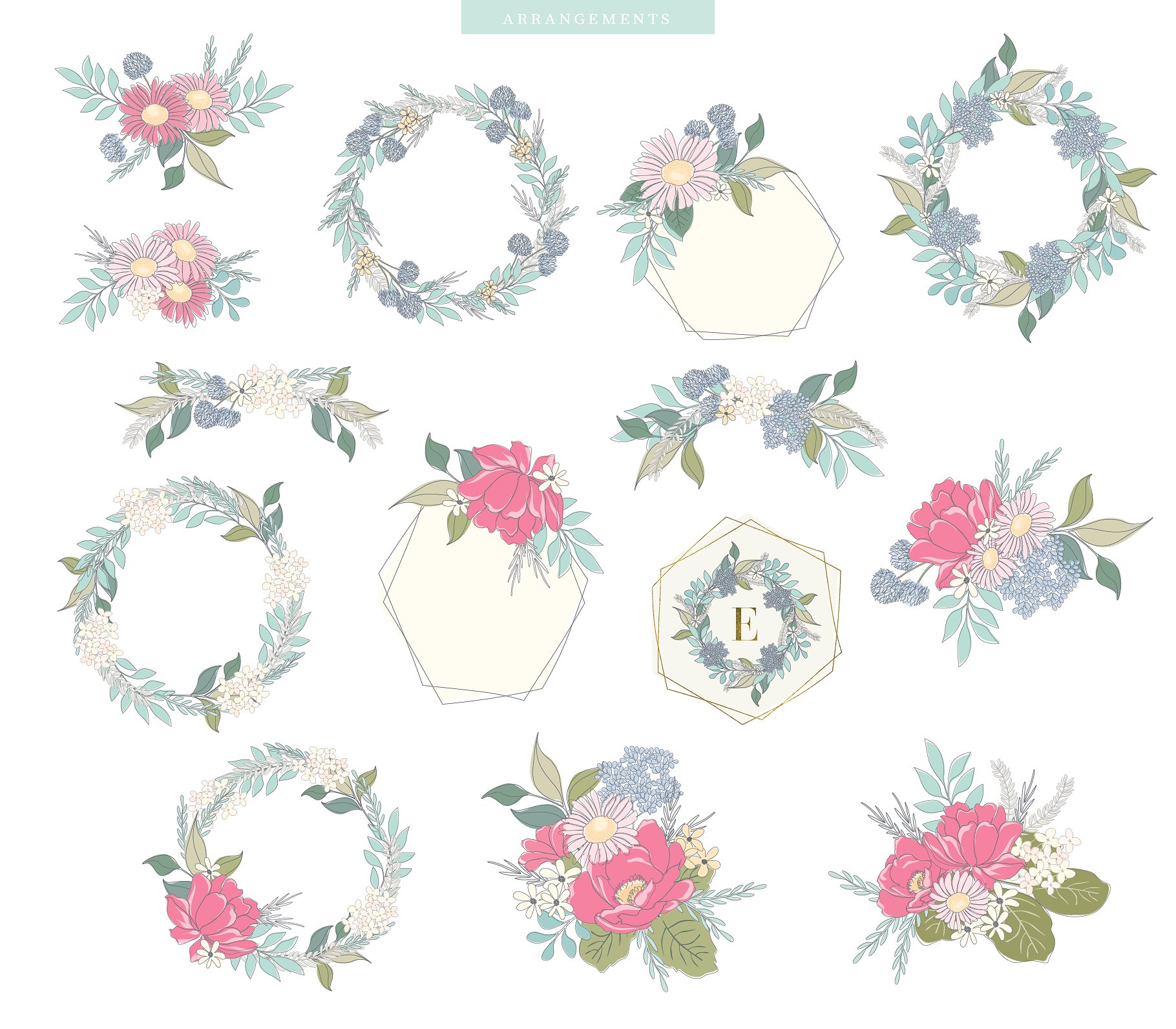 花卉图案无缝背景Floral & Pattern D