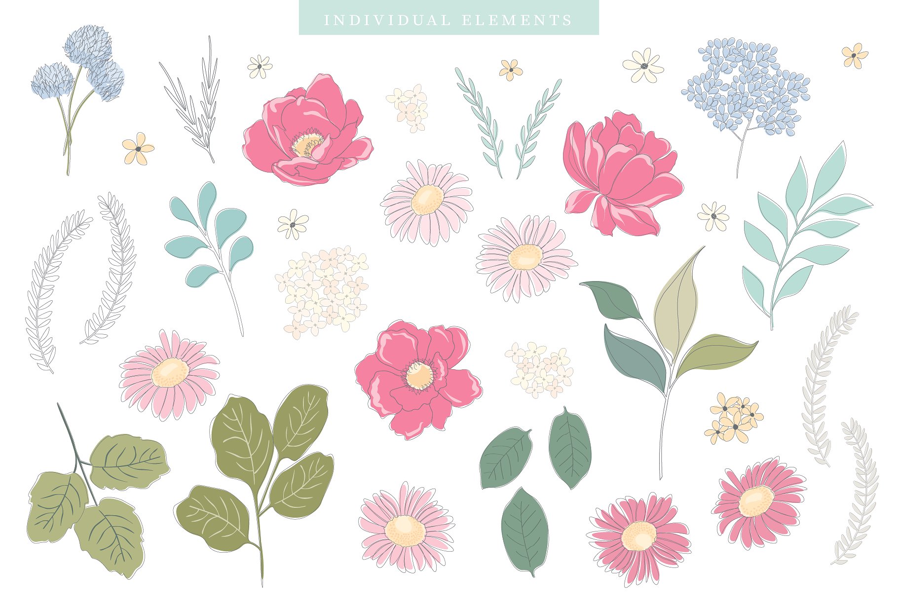 花卉图案无缝背景Floral & Pattern D