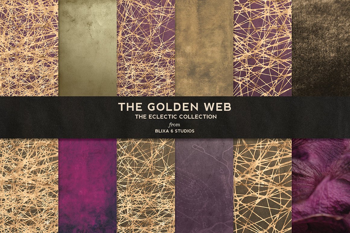 金箔图案无缝背景The Golden Web: Networ