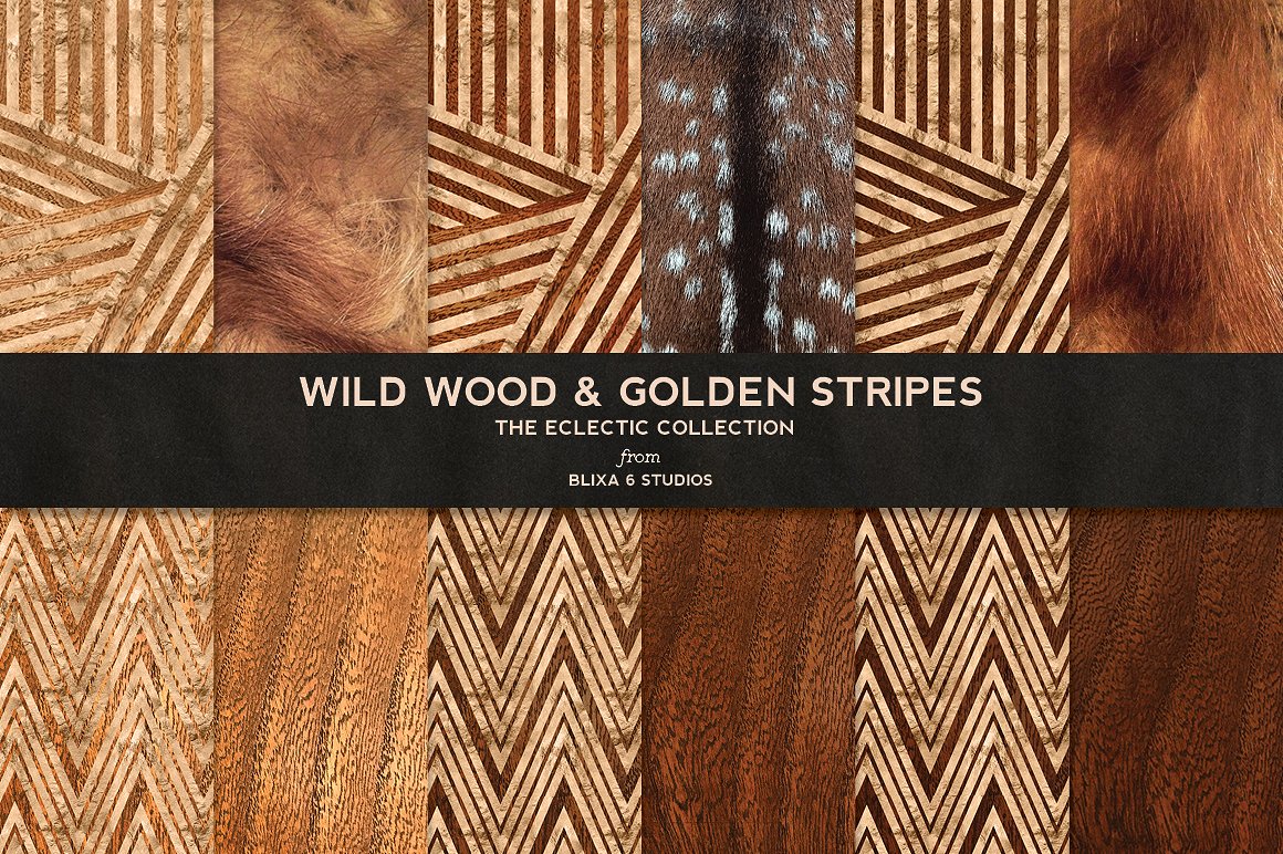 金箔图案无缝背景Wild Wood & Golden