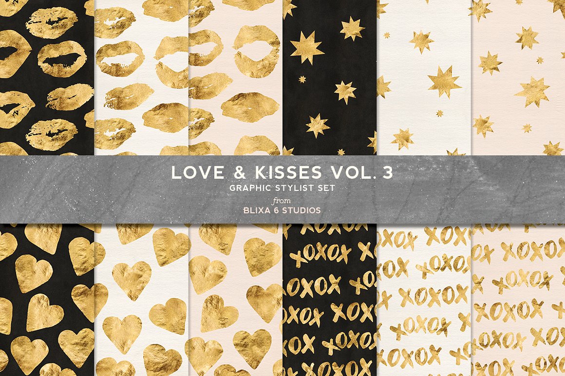 金箔图案无缝背景Love -amp; Kisses Vol.