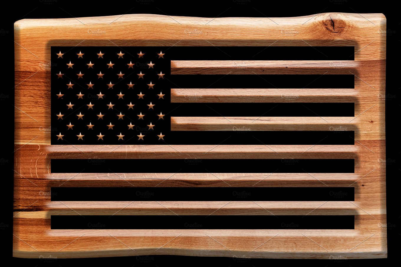 木头美国旗子设计元素The USA flag in wood