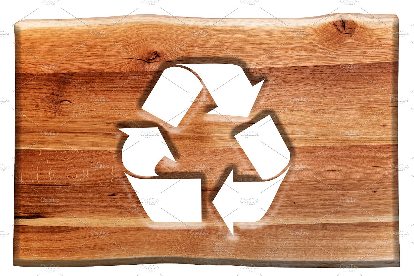 木头回收标志设计元素Recycling sign in wo