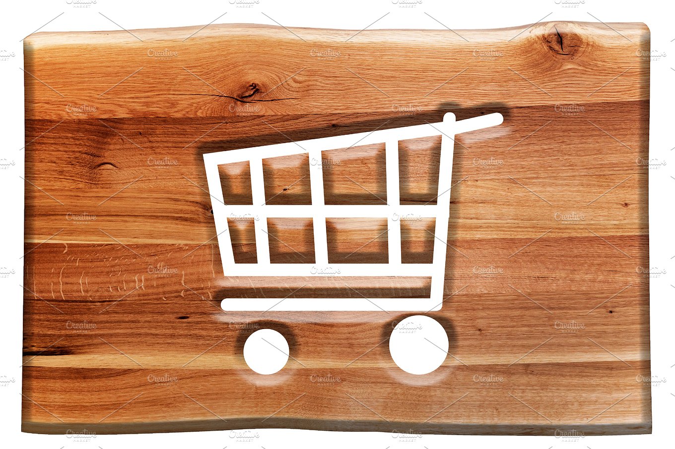 木头购物车标志设计元素Shopping cart sign