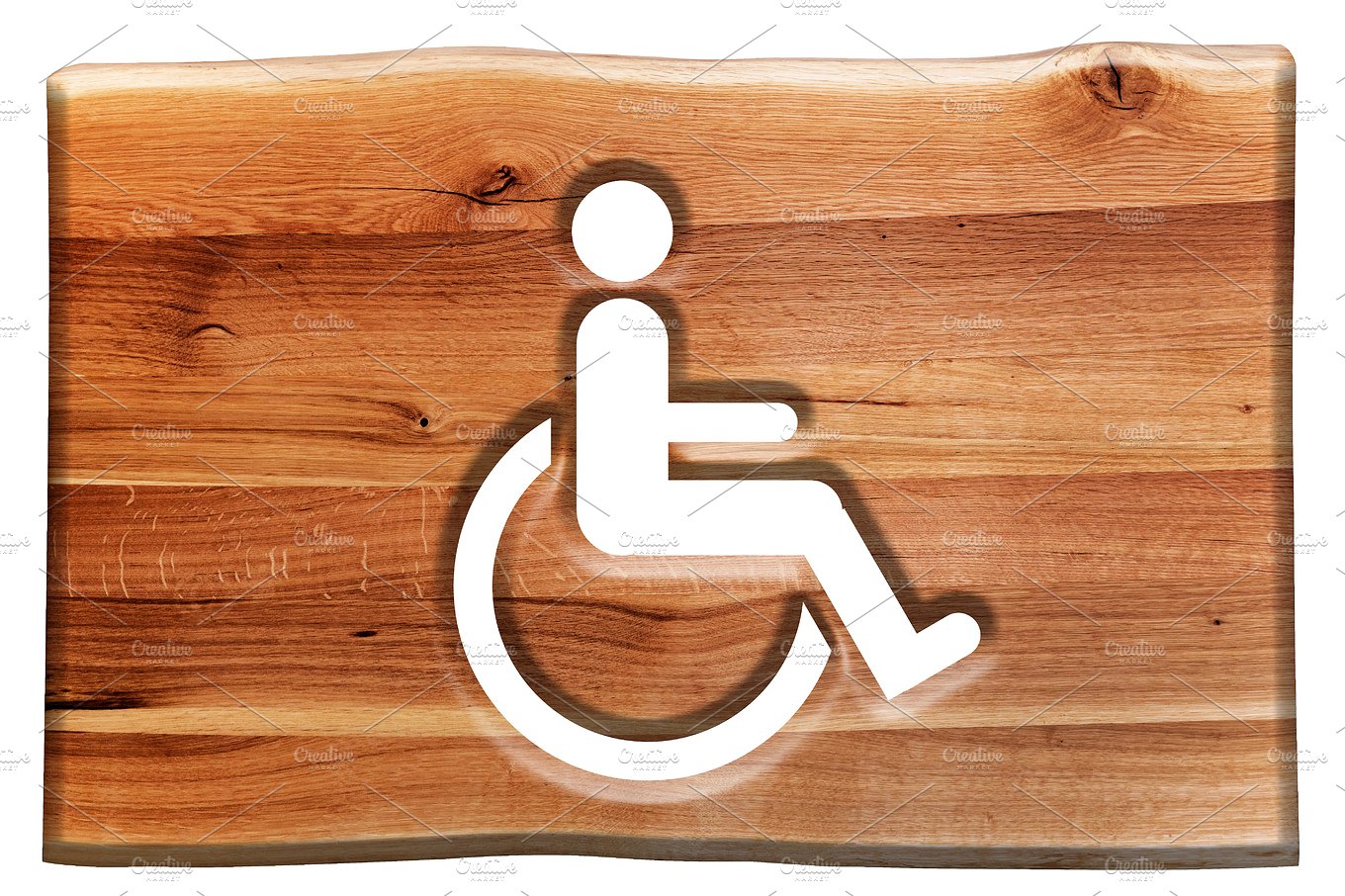 木头残疾人标志设计元素Man on wheelchair -