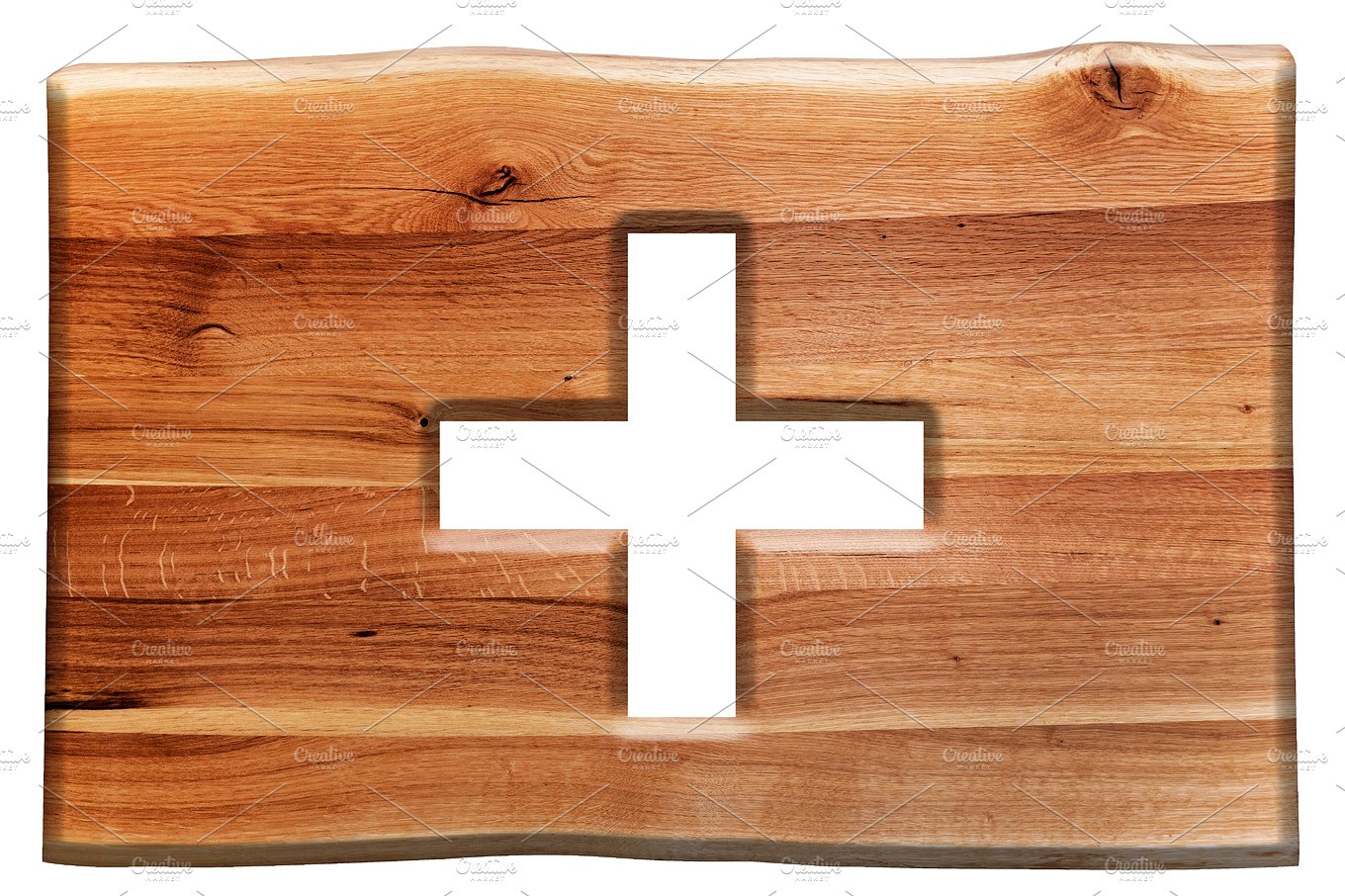 木头十字符号设计元素Cross cut in wooden