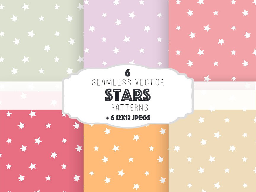 星星图案无缝背景Stars patterns set 2 #