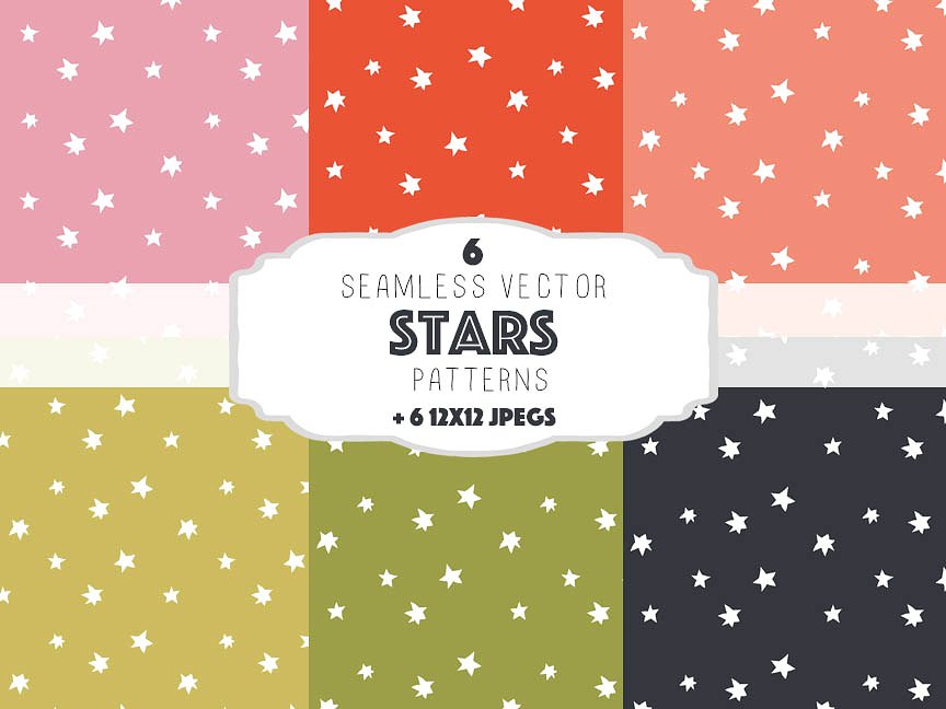 星星图案无缝背景Stars patterns set 1 #