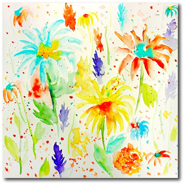 手绘抽象水彩花卉图案背景Watercolor Abstrac