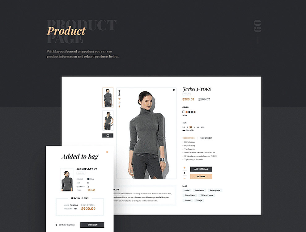 黑色时尚大气电子商务购物类网页模板PSD设计素材Consta
