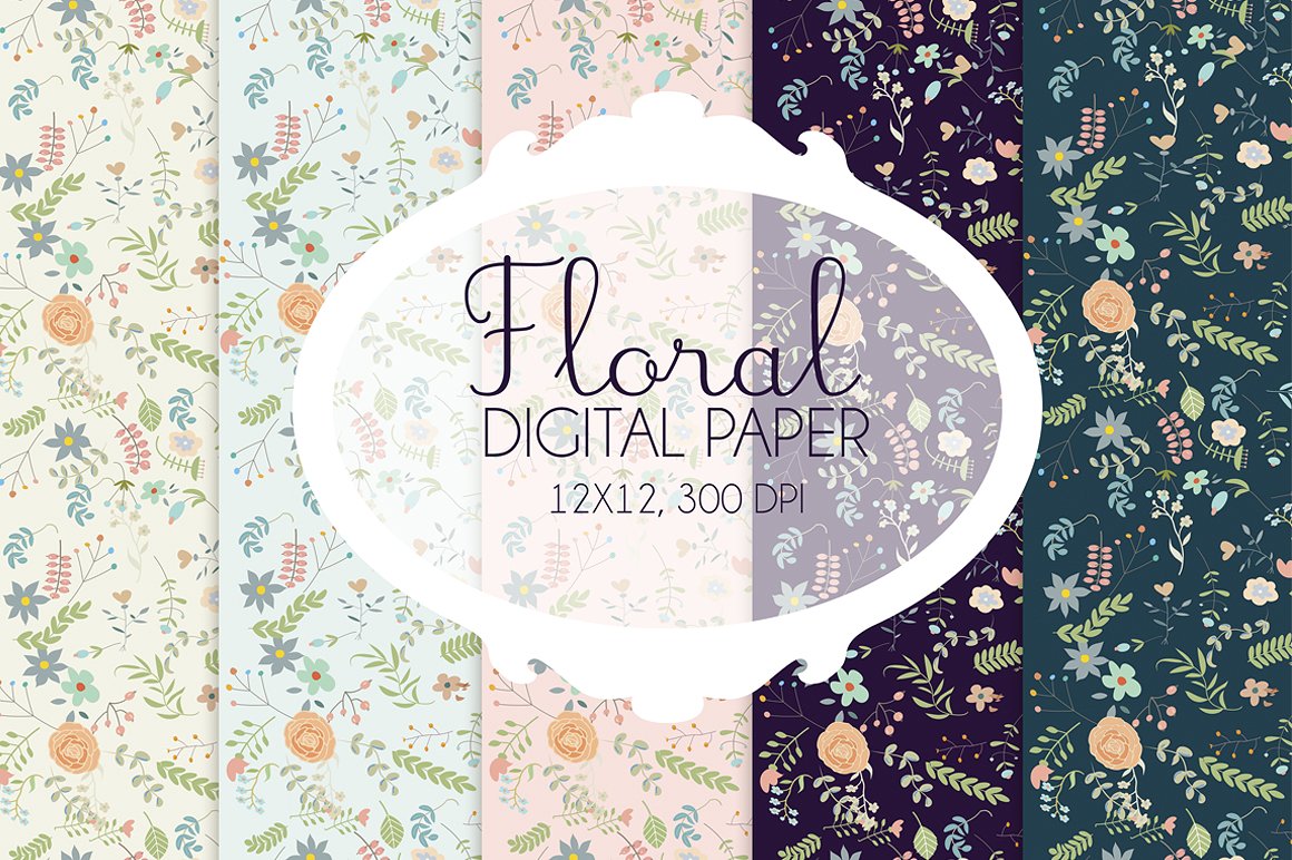 花卉图案无缝背景Floral digital paper #