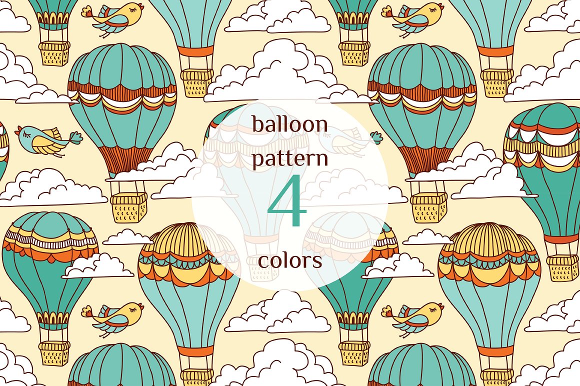可爱气球/天空/飞鸟插图剪贴画素材 Air baloons