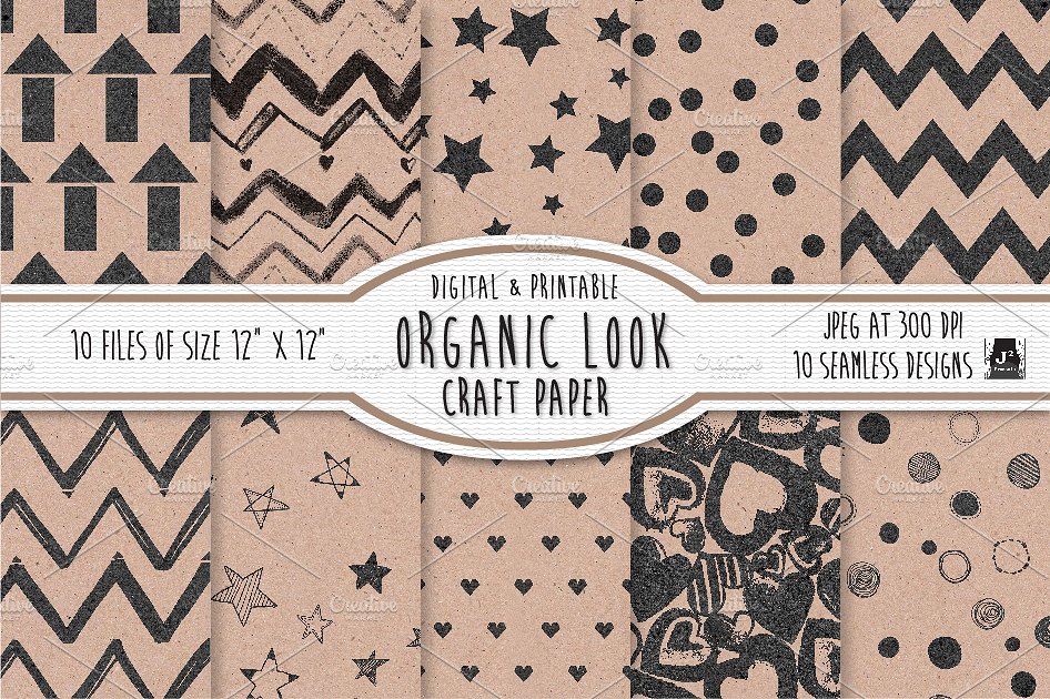 10款牛皮纸无缝图案设计素材10 Organic Kraft