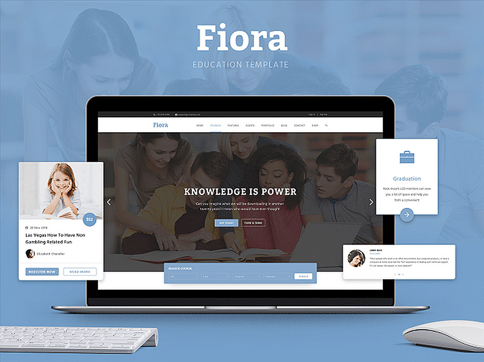一套干净的学校教育培训机构儿童学习网站PSD网页模板Fior
