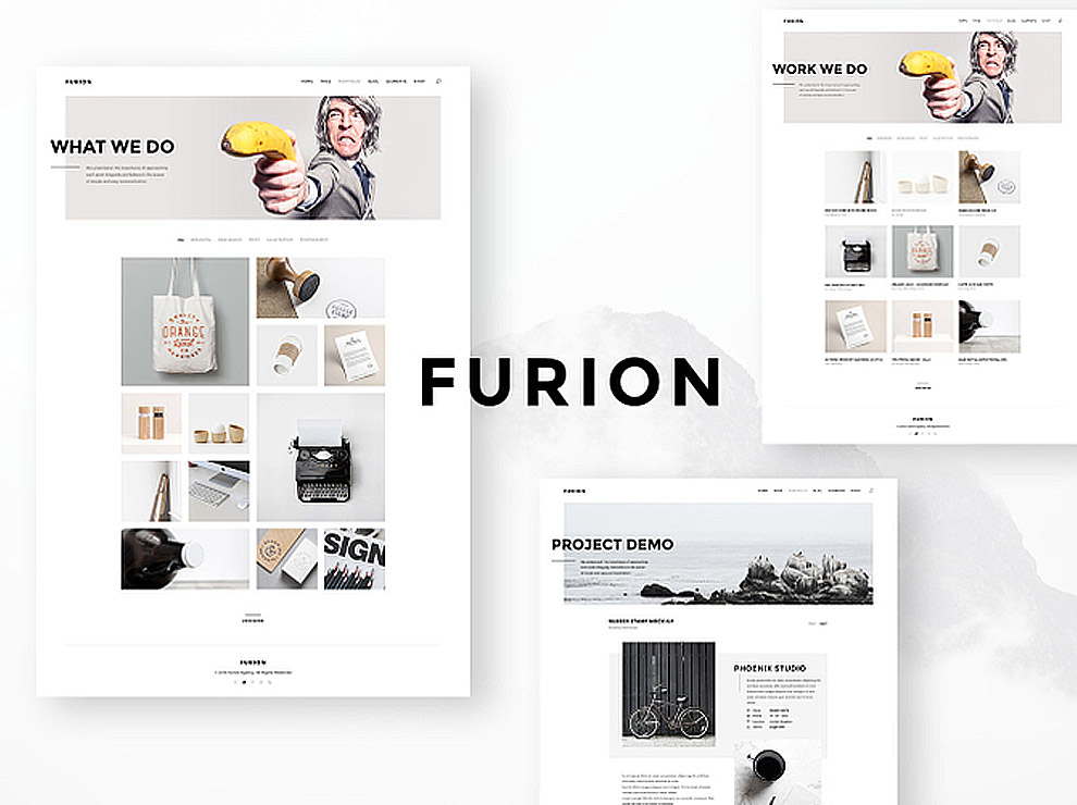 干净时尚现代设计创意工作室摄影机构宣传PSD网页模板Furi
