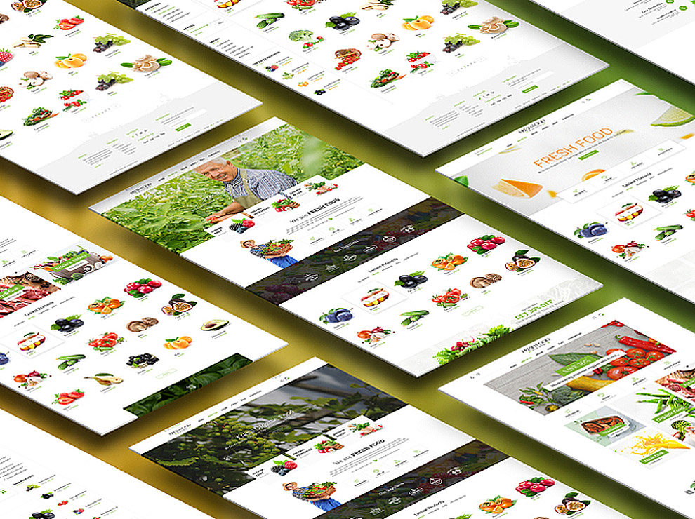 营养健康新鲜蔬菜水果绿色有机食品电子商务购物宣传PSD网页模