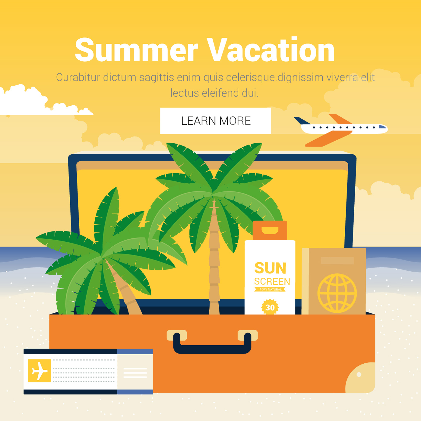 暑假假期出游矢量插图Vector Summer Vacati