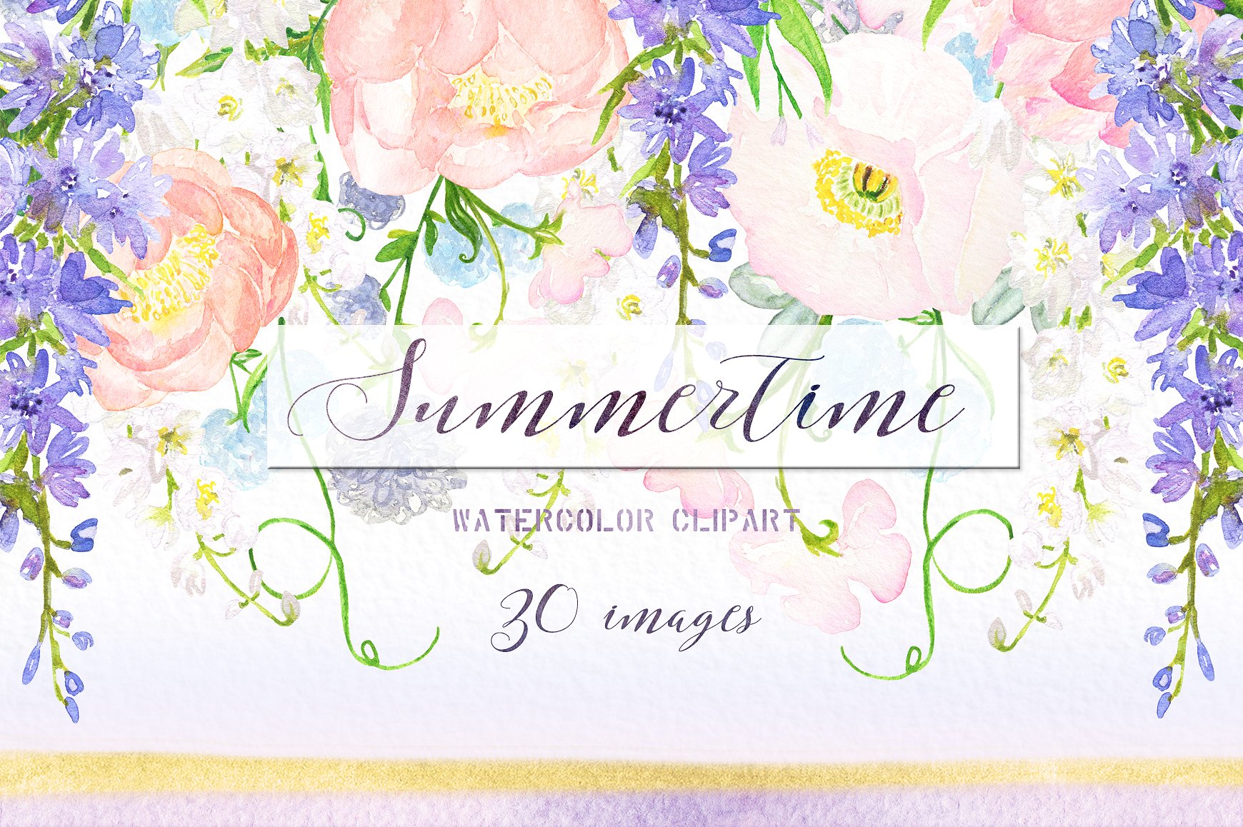 夏季水彩插图设计素材Summertime soft pink