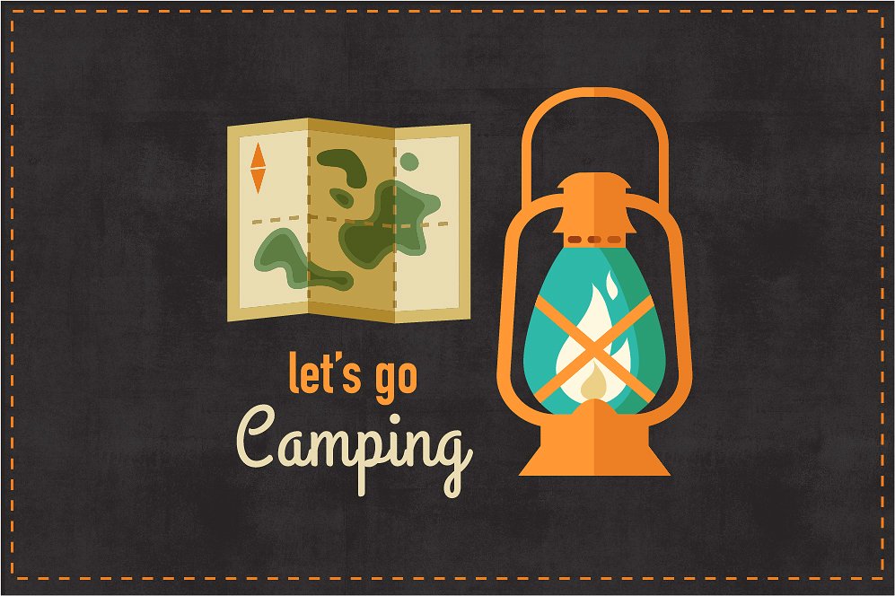野外露营平面图标Camping -amp; Hiking f
