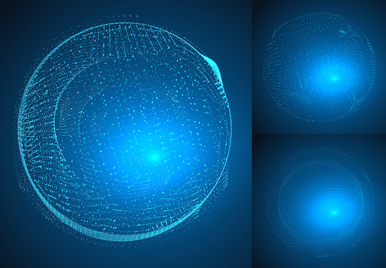 科技感蓝色粒子几何图案背景插图V1