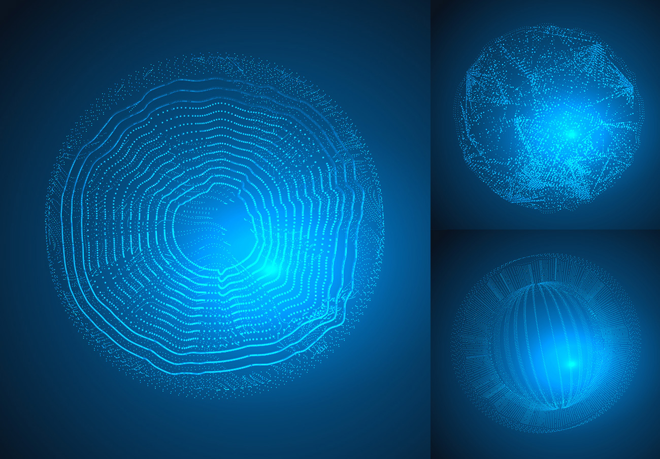 科技感蓝色粒子几何图案背景插图V1