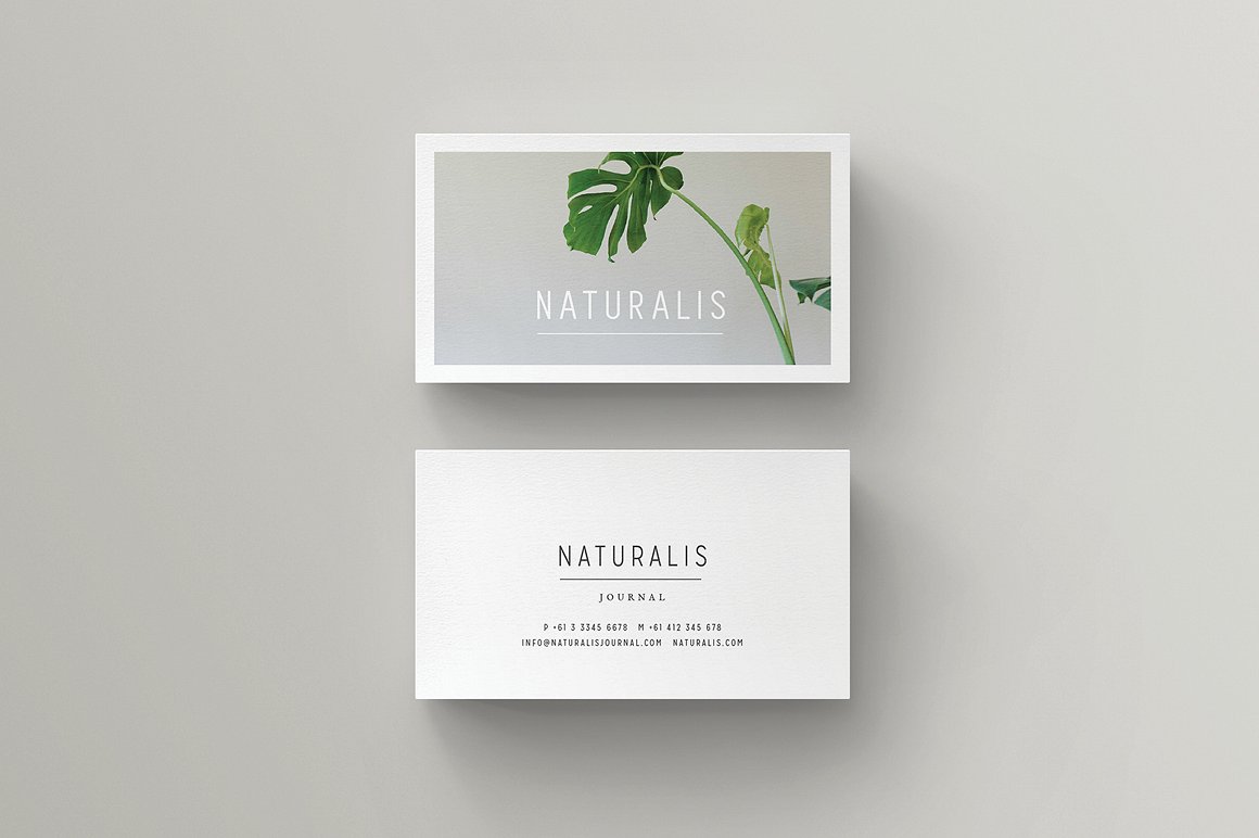 热带植物清新名片模板PSD模板素材NATURALIS Bus