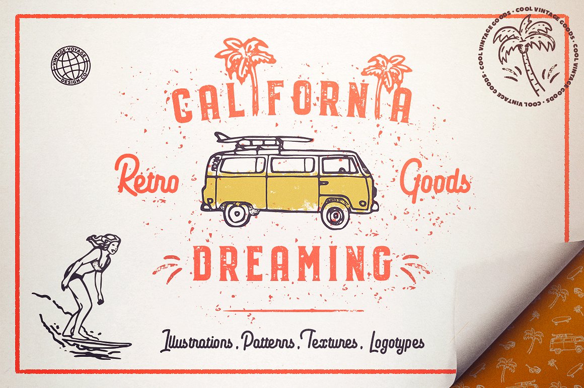 假期旅游主题图形素材包California Dreaming