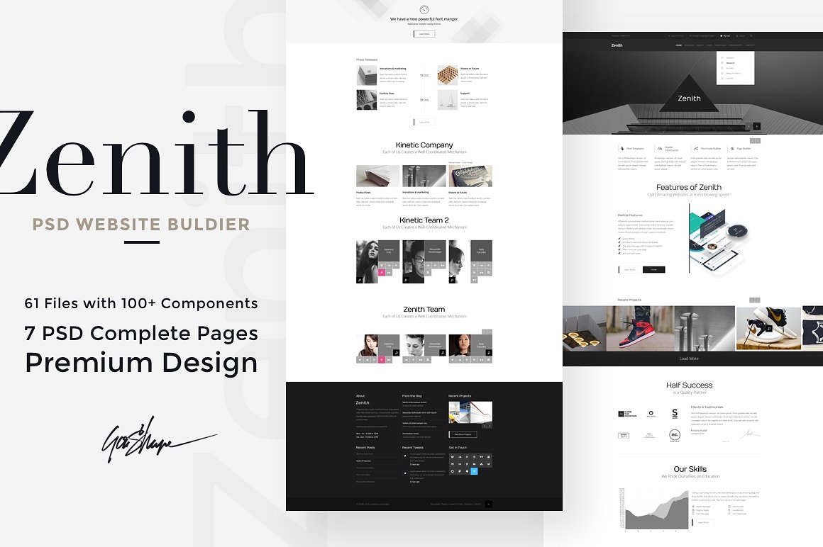 68+高质量现代浅深双色风格Web网站模板 Zenith W