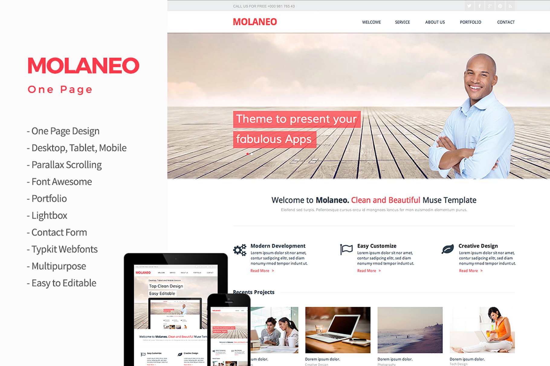 Molaneo - One Page Muse Templa