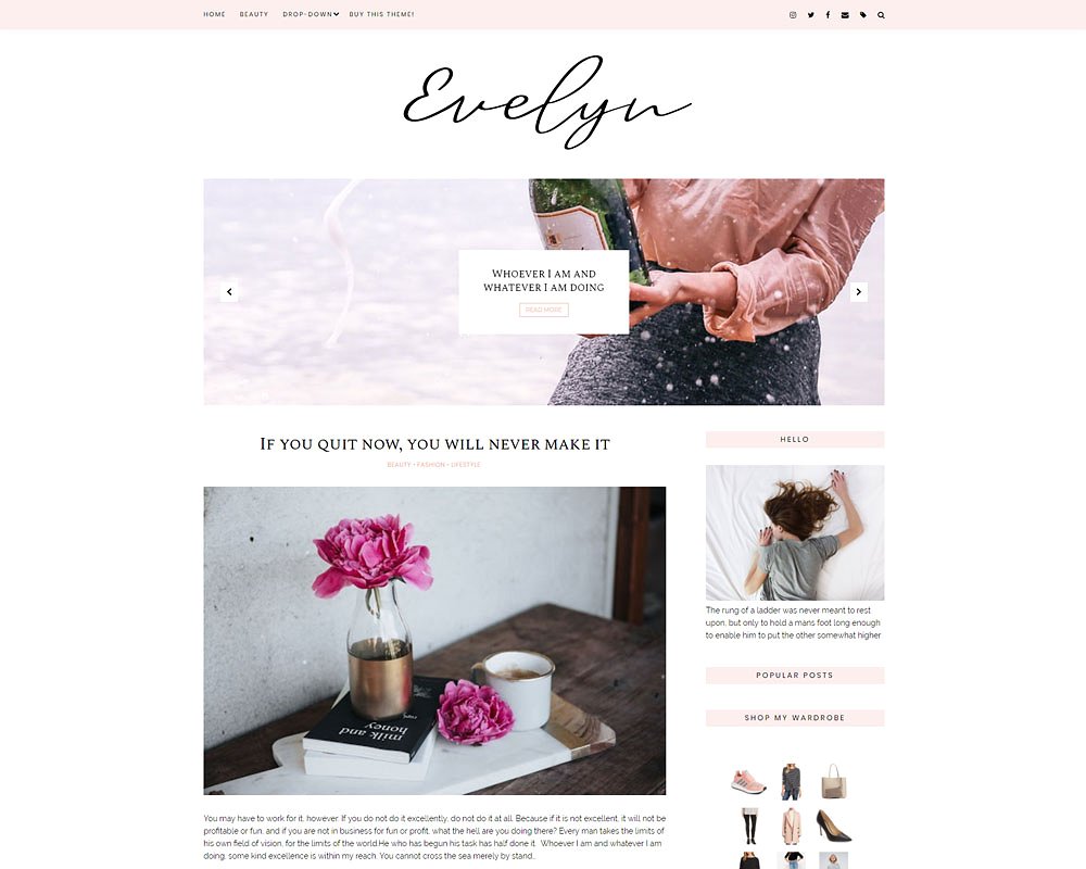 Feminine Blogger Template - Ev