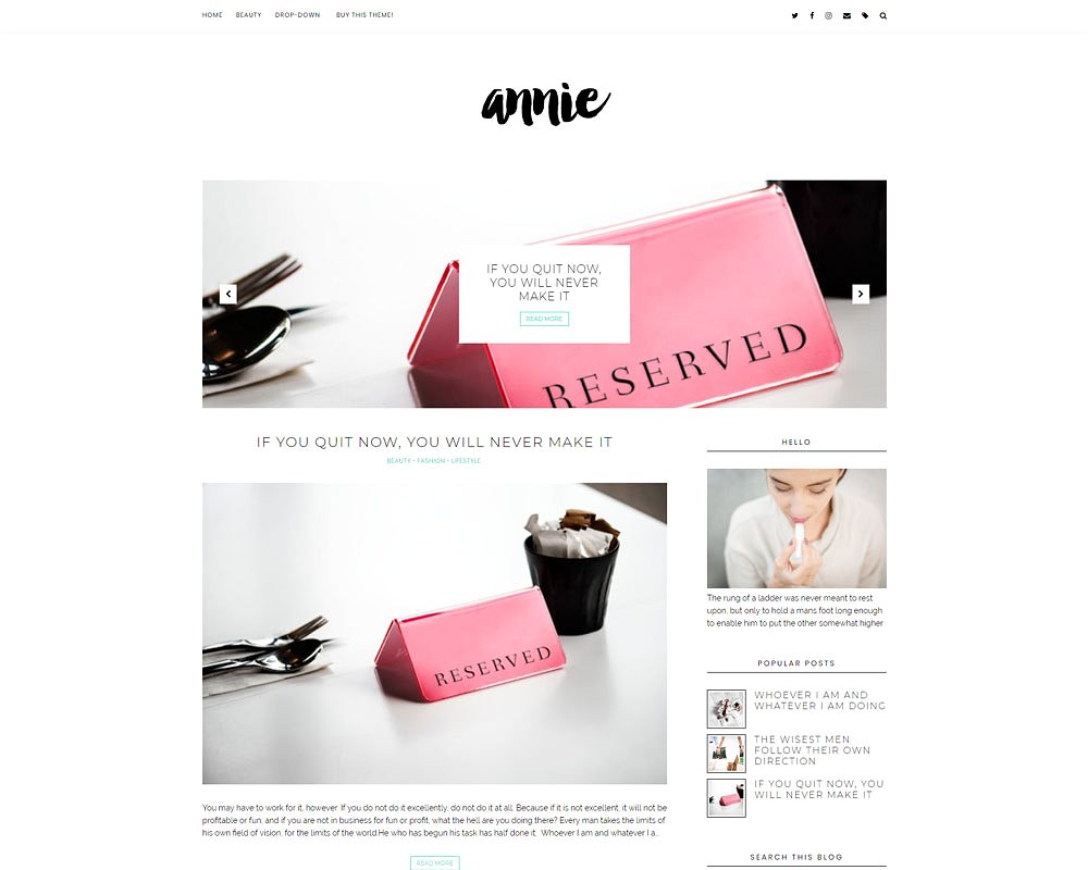 Minimal Blogger Template - Ann