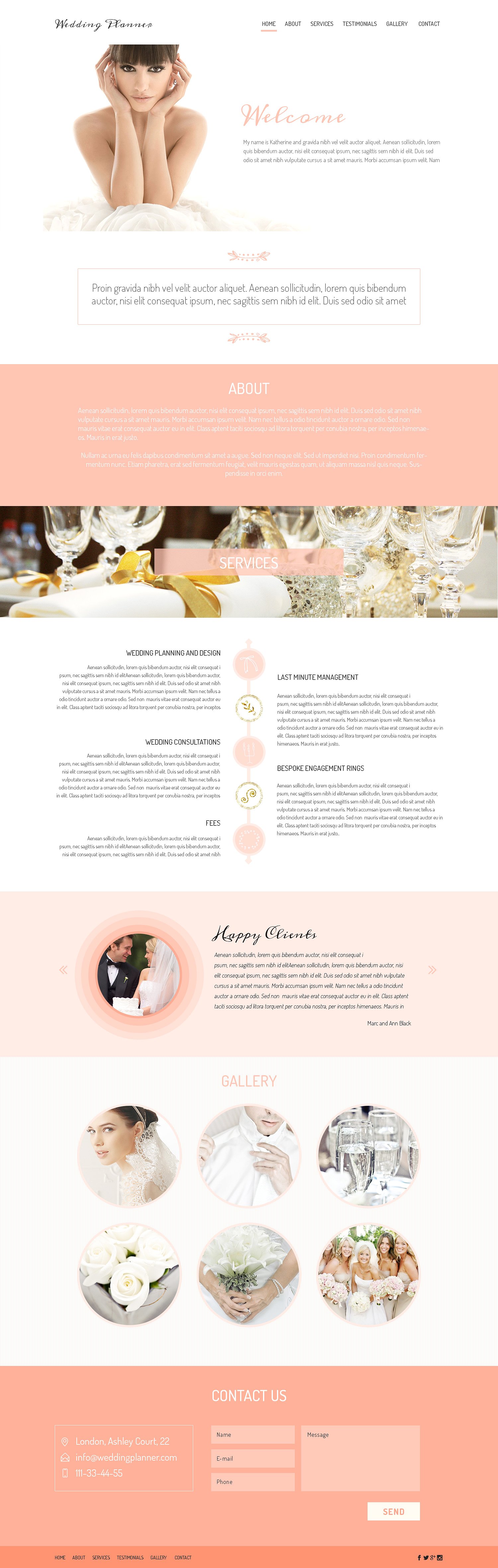 One page design - Wedding Plan